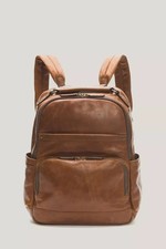 FRYE Leather Backpack -Logan Model Frye Mens Logan Backpack Bag Cognac One Size picture