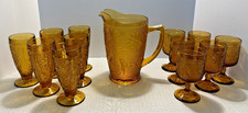 Tiara Indiana Glass-Amber-11 Pc Decanter Wine Set OR 13 Pc Tea-Water Goblet Set picture