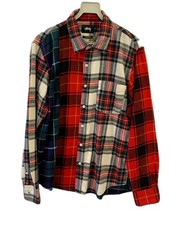Stüssy Patchwork Plaid Shirt Multi Color Button Front Men's Size M RN94974 #C2 picture