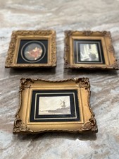 Vintage Florentine Italian Style Gold Tone miniature Framed Prints Rocco picture