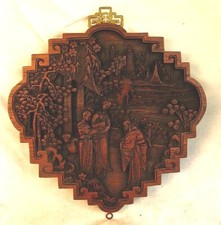 ANTIQUE CHINESE CARVED PLAQUE GEORGE ZEE c.1930 picture