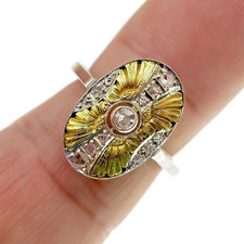 Fabulous Vintage 18k Solid White Gold Natural Rose Cut Diamond Ring Sz 7.5 picture