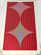 Original 1970 Pencil Signed Shirley Penman Op Art Screen Print Aberation picture