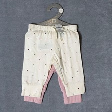 Baby GAP First Favorites 2-Pack Leggings Heart Print Pointelle Pink Cream 0-3M picture