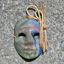 Signed Studio Pottery Raku-Fired Ceramic Mask Tribal Inspired picture