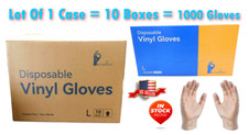 Lot of 10 Boxes - Disposable Clear Powder FREE Gloves Multipurpose - Size Large picture