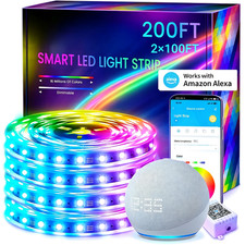 200 Ft LED Strip Lights Smart App Remote RGB Color Changing 2 Roll 100F picture