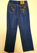 Vintage 70s 80s Union Gap Ultra High Rise Embroidered Barefoot Feet Jeans Waist picture