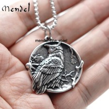 MENDEL Womens Stainless Steel Bird Owl Pendant Necklace Silver Vintage For Wife picture