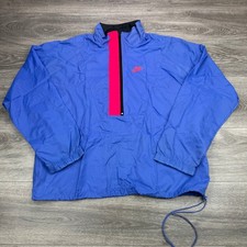 Vintage Nike Windbreaker Jacket Mens Large Blue Pink 1/2 Zip Pullover Anorak 90s picture