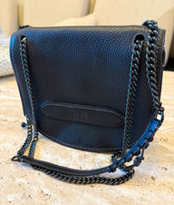 Coach Black Pebbled Crossbody Bag Chain Strap Magnetic Flap Inner/Outer Pockets picture