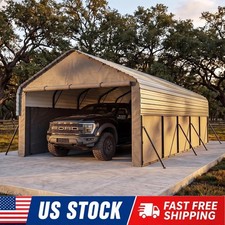 12x25FT Heavy Duty Metal Carport with Removable 220 g Tarp Enclosed Car Ports picture