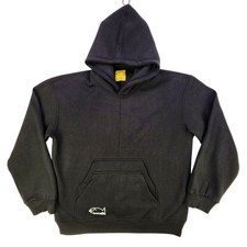 ItemLabel Hoodie Mens XL Black Pullover Fleece Kangaroo Pocket Fish Logo Graphic picture
