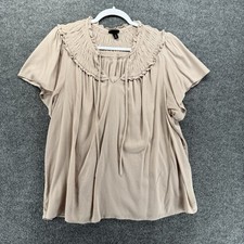 Torrid Top Womens 2X Beige Popover Peasant Boho Cottagecore Prairie Ranch Casual picture