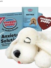 Snuggle Puppy Real-Feel Heartbeat Anxiety Solution Plush Puppy Cream/White picture