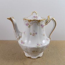 Theodore Haviland Limoges Teapot H4115 Blank 1009 France Porcelain Flowers Gold picture
