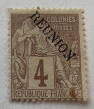 1891 REUNION FRENCH COLONY OVERPRINT 4C STAMP #19 picture