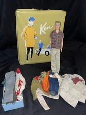 Barbie KEN DOLL #750 Brown Molded Hair 1961 1st Issue Carry Case Clothes Vintage picture
