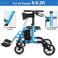 Deluxe Lightweight Rollator Walker 2 in 1 Medical Aid Transport Chair Wheelchair picture