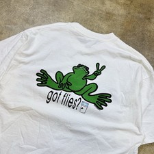 Vintage 00s Peace Frogs Got Flies? Men’s XXL White T Shirt Mill Parody picture