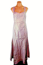 VTG Handmade BOHO HIPPIE Prairie Festival MOD Metallic Psychedelic dress Sz S/M picture