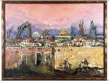 Huge Morris Katz Original Oil Painting Framed Signed Art Jerusalem Israel Judaic picture