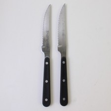 Lot of 2 J A Henckels (Zwilling) EverSharp Steak Knives Silver/Black Very Rare picture