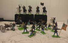 Vintage Britain's Civil War Toy Soldiers Union Cannon Gatling Cavalry  Lot of 26 picture