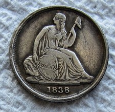 1838-O No Stars Seated Liberty Dime Rare Key Date New Orleans Mint XF Cleaned picture