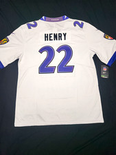 Nike Henry #22 Baltimore Ravens White Purple Black NFL Football Jersey Size L picture