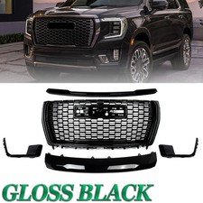 Fit 2021-2024 GMC Yukon/XL Denali Front Grille Hood Trim Molding Gloss Black KIT picture
