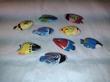 9 pc Hand Painted carved Wooden Reef Fish Tropical Marine picture