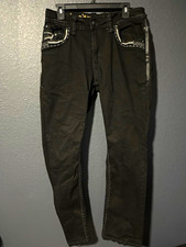 Rock In La Men’s Black Straight Fit Denim Jeans Size 32 Dark Wash 5-Pocket picture