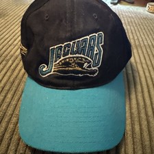 Vintage 1990s Jacksonville Jaguars Banned Logo Black SnapBack Hat NFL Football picture