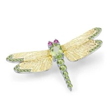Dragonfly Pendant Brooch Natural 1.13Ct Peridot 925 Sterling Silver Handmade picture