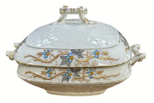 A. KLINGENBERG AK AESTHETIC MOVEMENT SQUARE FRENCH PORCELAIN TUREEN W/ HANDLES picture