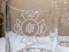 IOF Independent Order of Foresters Etched Glassware Tumbler Set 8 Pcs LBC VTG picture