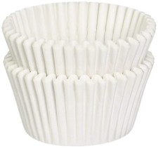 white Mini Baking Cups, MADE IN USA - fluted cupcake liners oven safe paper 1... picture