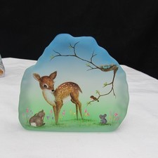 Fenton Crystal Bambi Hand Painted Iceberg Paperweight Special Order 2019 M229 picture