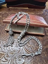 Antique Victorian Sterling Silver Albertina Watch Chain Tassel T-Bar 15g c1890 picture