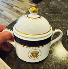 USS Ronald Reagan CVN-76 2000 Vintage Ceramic Creamer & Sugar Set 4pc picture