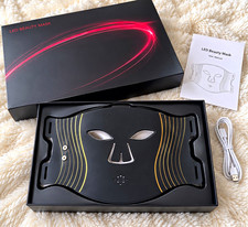 Portable Black/Gold LED Light Therapy Mask for Face, Battery Powered w/ USB picture