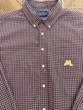Minnesota Gophers Crable Men's 2XL Button Up Long Slv Maroon White Checkered 165 picture
