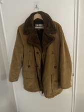 Vintage 70s Sears Country Wide Corduroy Fur Coat Mens 40 Large Brown Made in USA picture