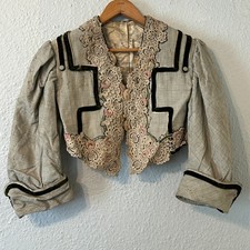 Antique 1800s Victorian Bolero Jacket Velvet Lace Display Study Fragile AS IS picture