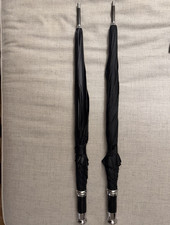 Original Rolls-Royce Set of 2 Men’s Black Solid Stick Umbrellas Silver Handles R picture