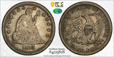 🎖️1875 SEATED LIBERTY QUARTER PCGS VF20 CAC✅ - TONED  L👀K🎖️ picture