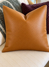 Two Stunning Vintage MCM  Leather Throw Pillows Covers .  20x20  picture