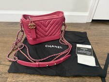 100% Authentic CHANEL Gabrielle Chevron Hobo Bag Pink Leather (W/ Dust Bag) picture