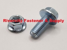 (100) M10-1.5x25 Flange Bolts M10x1.5 x 25 & M10-1.5 Serrated Nuts M10x1.5x25mm picture